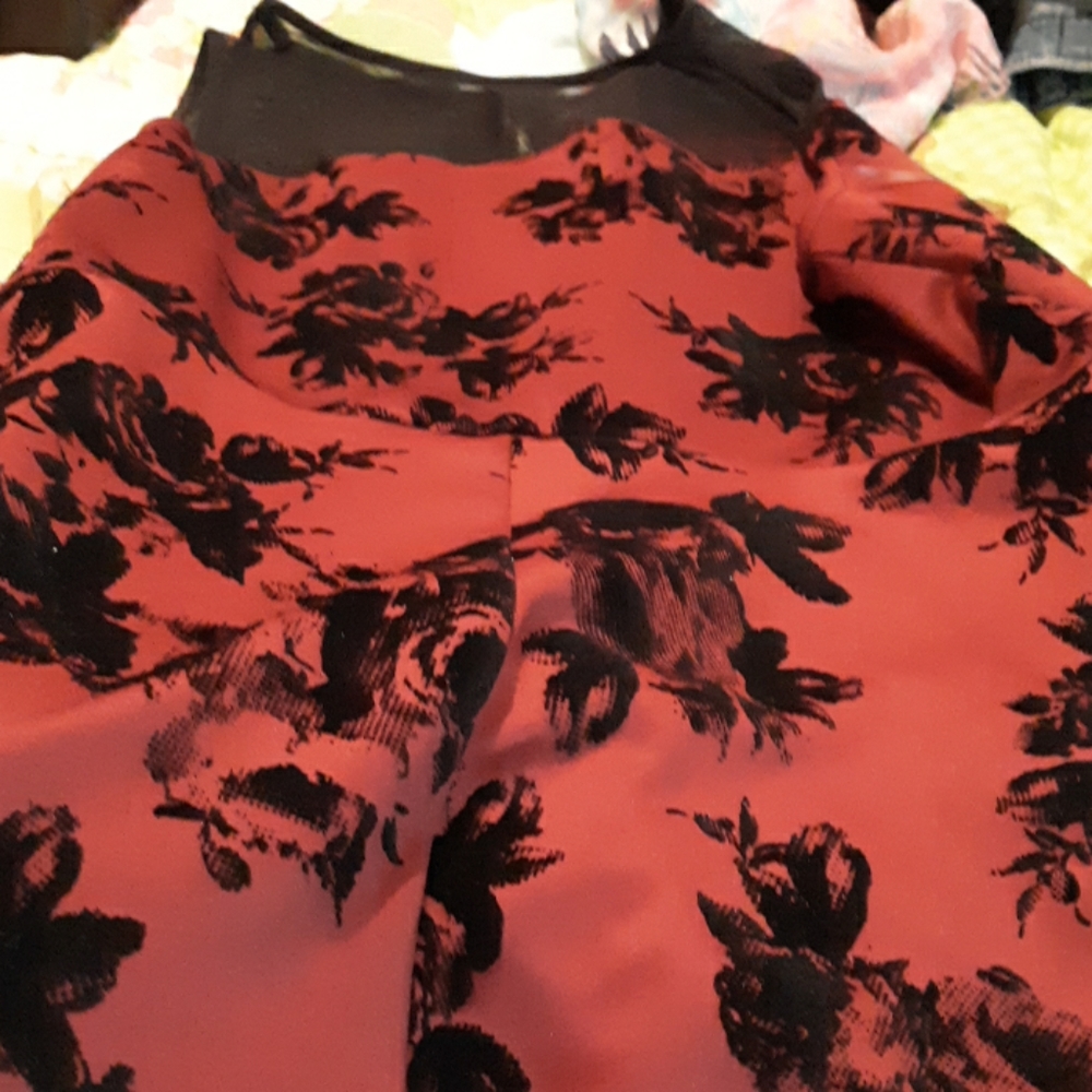 Maroon formal maxi dress with roses